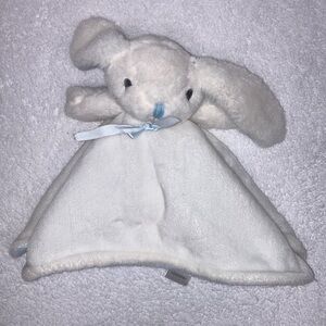 Nuby Bunny Rabbit White Blue Security Blanket 14 " x 14" Lovey Soft